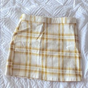 Forever 21 White and Yellow Plaid Skirt